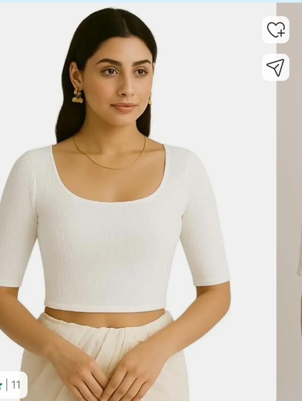 About A Girl White Ribbed Scoop Neck Crop Top Size L